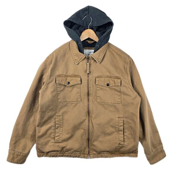 American Eagle Outfitters Waxed Canvas Hooded Workwear Jacket Mens XL Grunge
